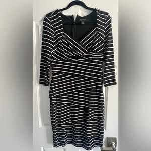 Black and white cocktail dress with “tummy control”